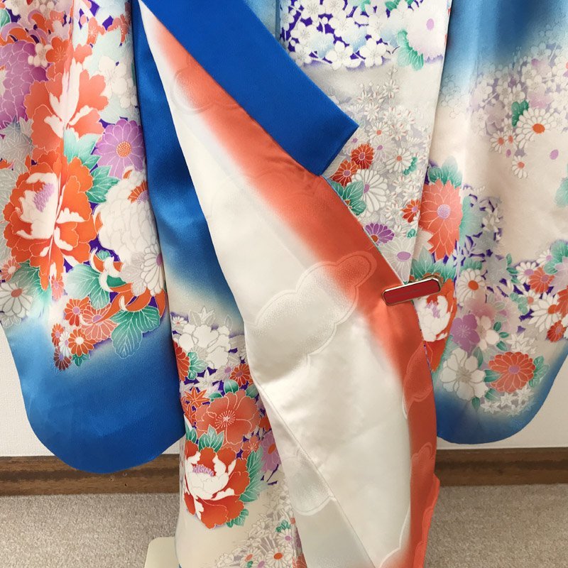 509ag31□七五三 七歳 女児 着物&袋帯 菊 梅 くすみピンク□美品