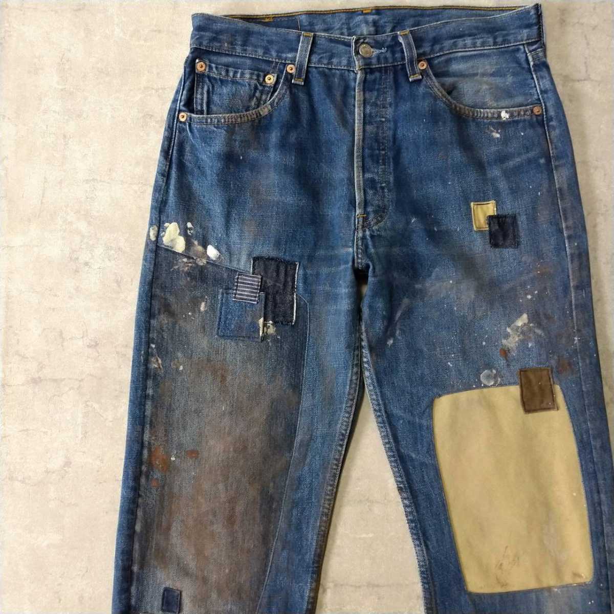 ビンテージ オリジナル usa製 リーバイス 501 パッチワークデニム 