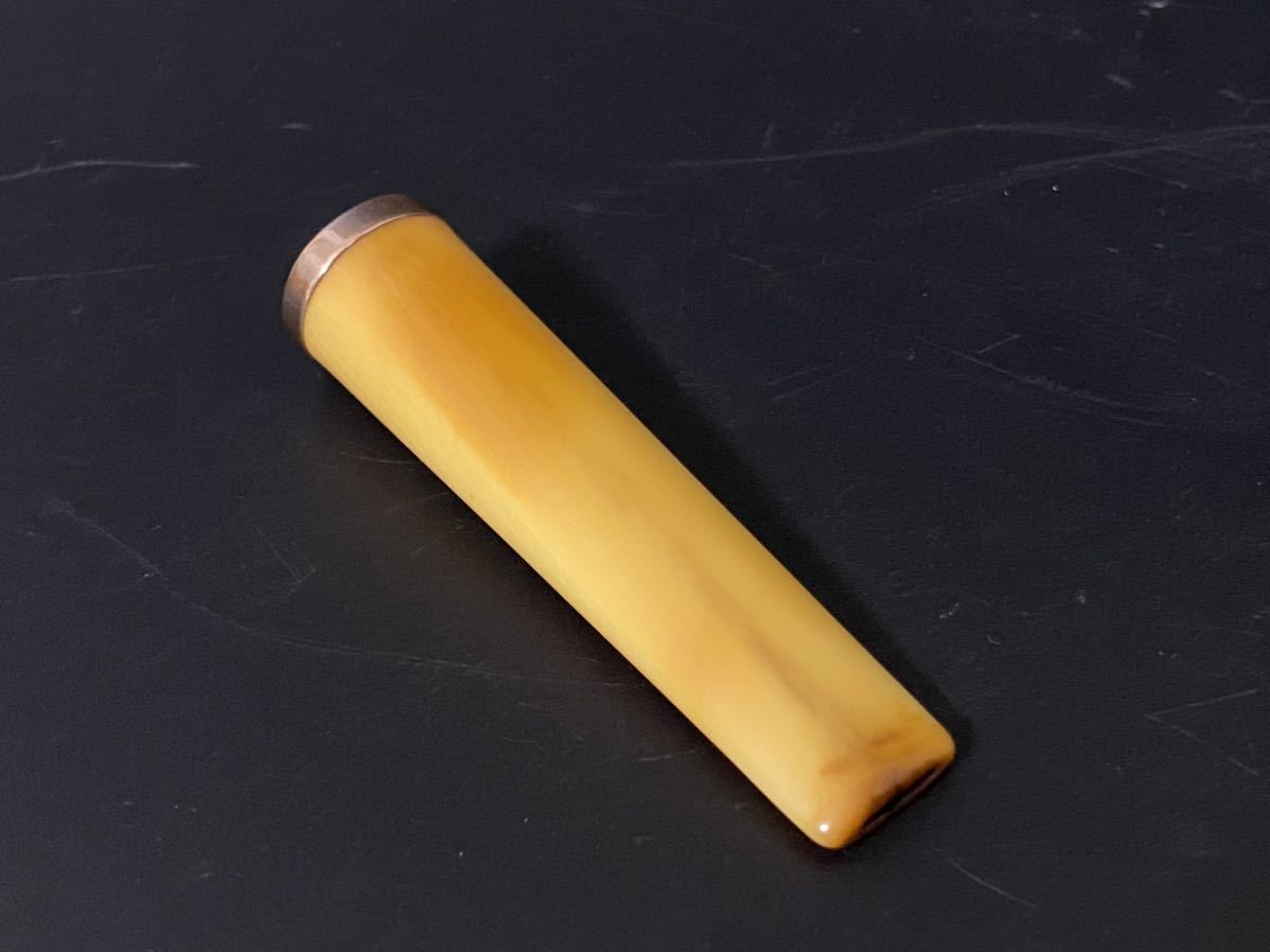 ⑦時代物☆K10 パイプ/喫煙具/K10金具/吸い口/金縁/6cm/10.8g