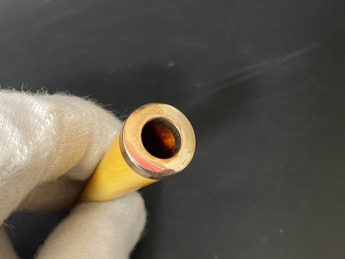 ⑦時代物☆K10 パイプ/喫煙具/K10金具/吸い口/金縁/6cm/10.8g