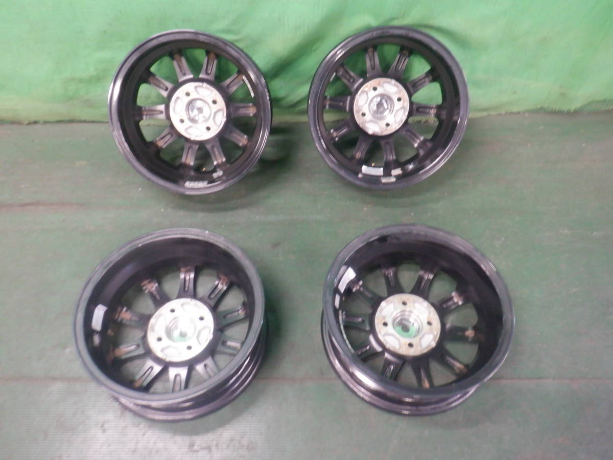 ☆　ホイール　4本　Leffine　14×4.5J　PCD100　4H　ブラック/ポリッシュ　14インチ　　☆