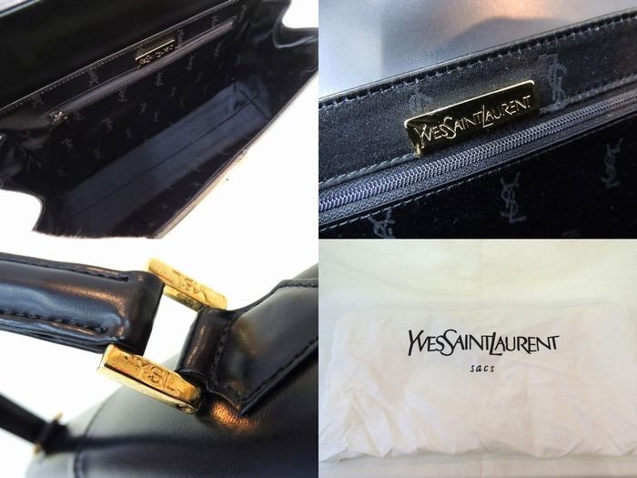 美品 イヴ ハンドバッグ SAINT サンローラン □ 0 ブラック イヴサンローラン LAURENT YVES 刻印 PAT.1423200 サンローランハンドバッグ（ハンドバッグ YSL&frasl;イヴ バッグ（ブランドイヴ・サンローラン