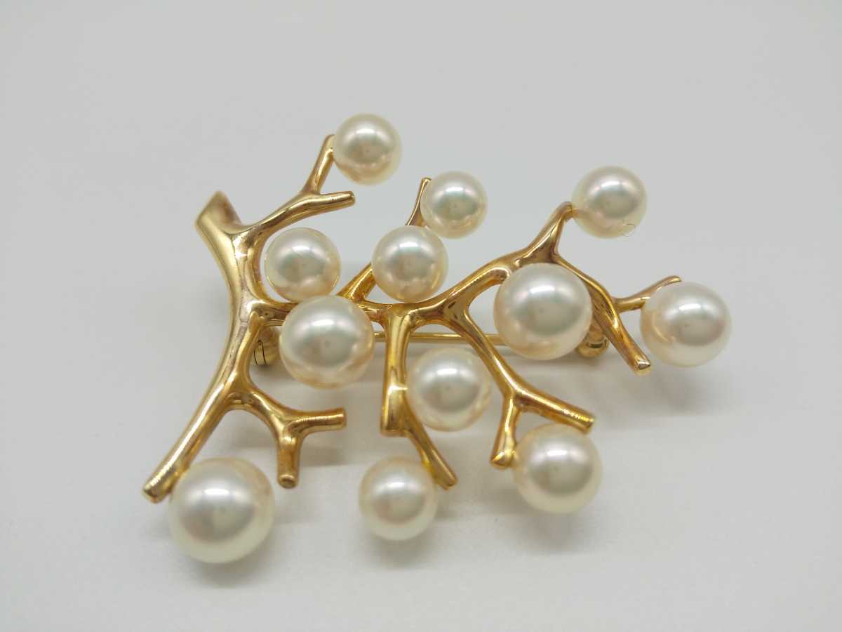MIKIMOTO ミキモト 真珠 k14 パール ブローチ アクセサリー 幸福の木