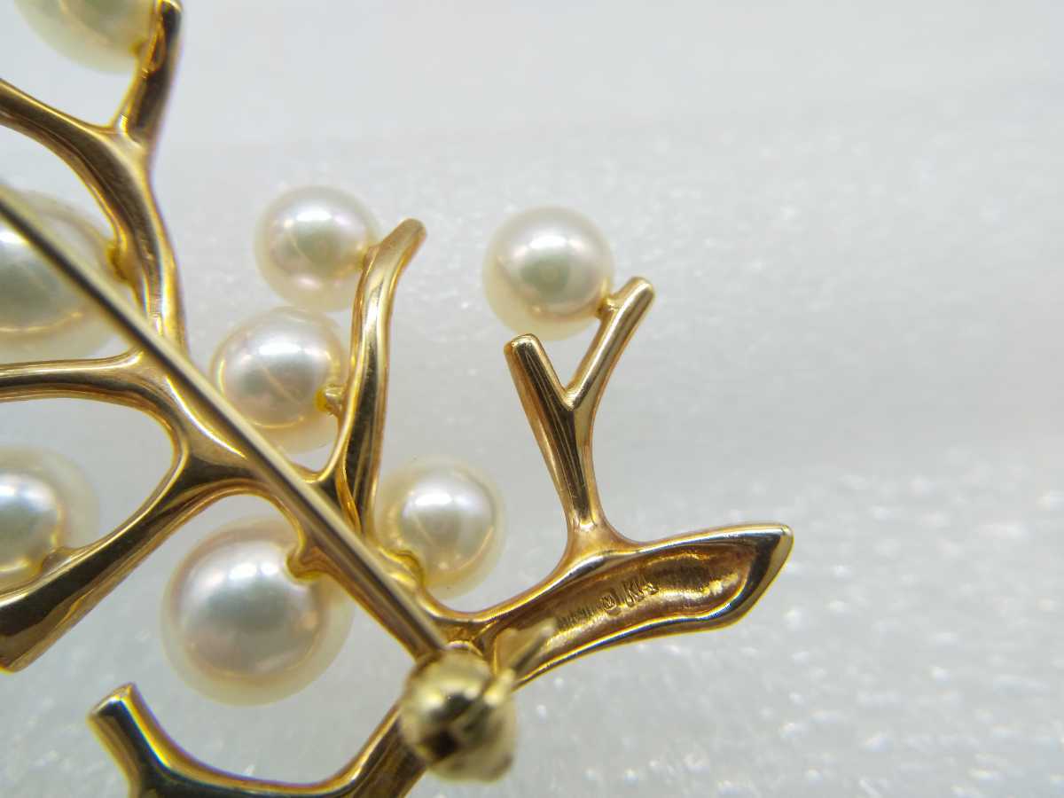 MIKIMOTO ミキモト 真珠 k14 パール ブローチ アクセサリー 幸福の木
