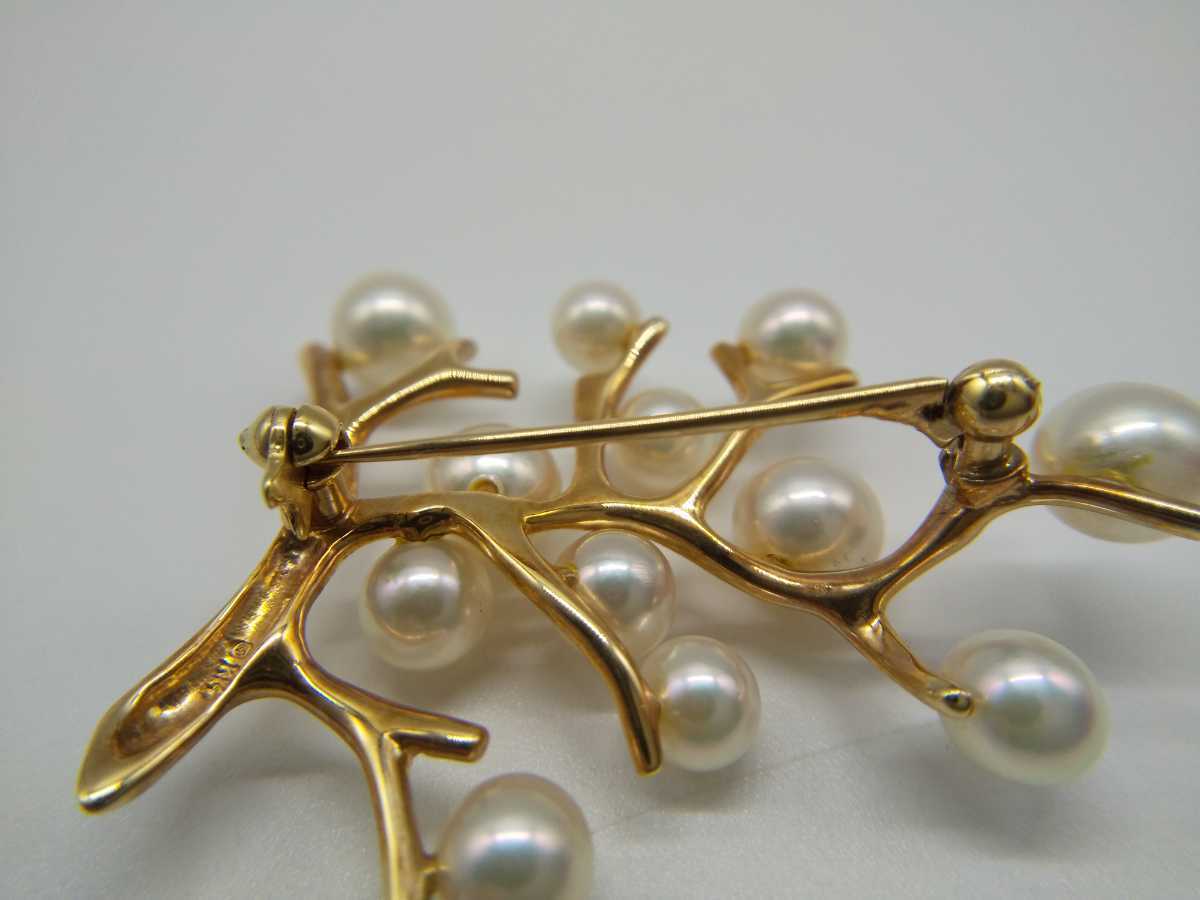 MIKIMOTO ミキモト 真珠 k14 パール ブローチ アクセサリー 幸福の木
