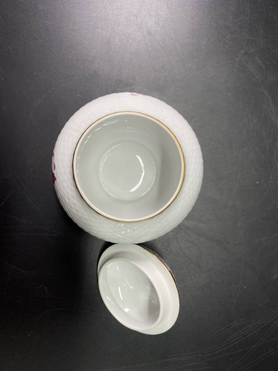 ヘレンド 小物入れ バラ 7＃MH2/X2057 Herend ヘレンド 小物入れ 蓋物 金彩 花柄 ピンク バラ