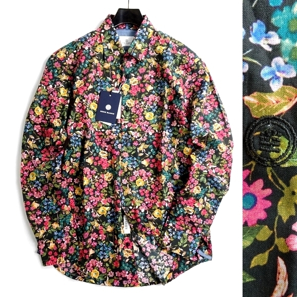 ■Serge Blanco セルジュブランコ 新品 定価2.8万 最旬 清涼コットンブロード 花柄 長袖 カジュアルシャツ CHL2263N MR XL ▲026▼bus8080d