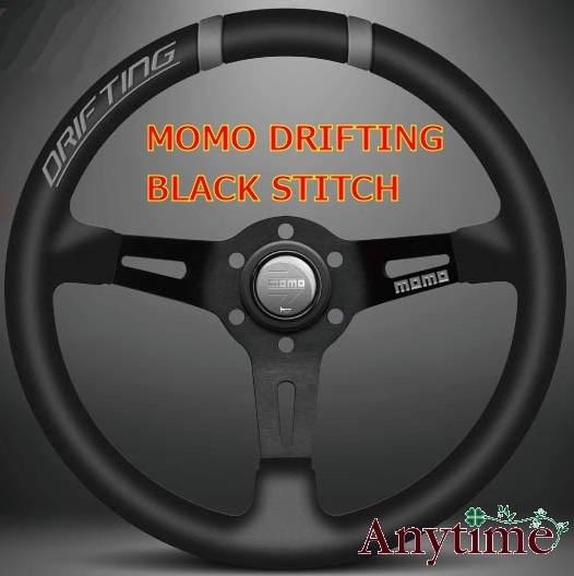 正規輸入品 MOMO DRIFTING/ドリフティング 33パイ ブラックスポーク・ブラックステッチ ドリフティング ステアリング MOMO 直輸入品MOMO アジャストスペーサー付 ステアリングMOMO