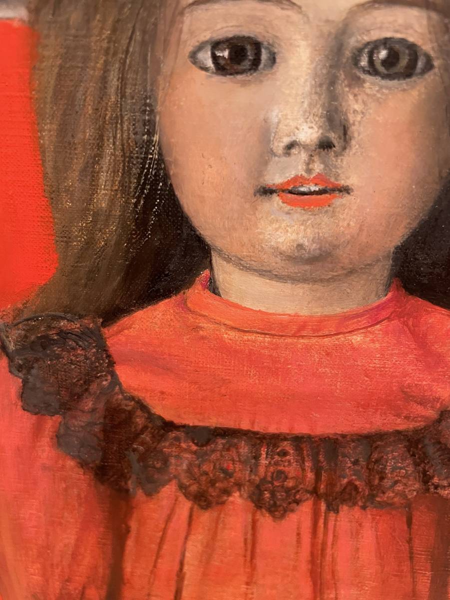 土井俊泰『フランス人形』油彩SM・サイン・裏書有り ※真作保証(静物画
