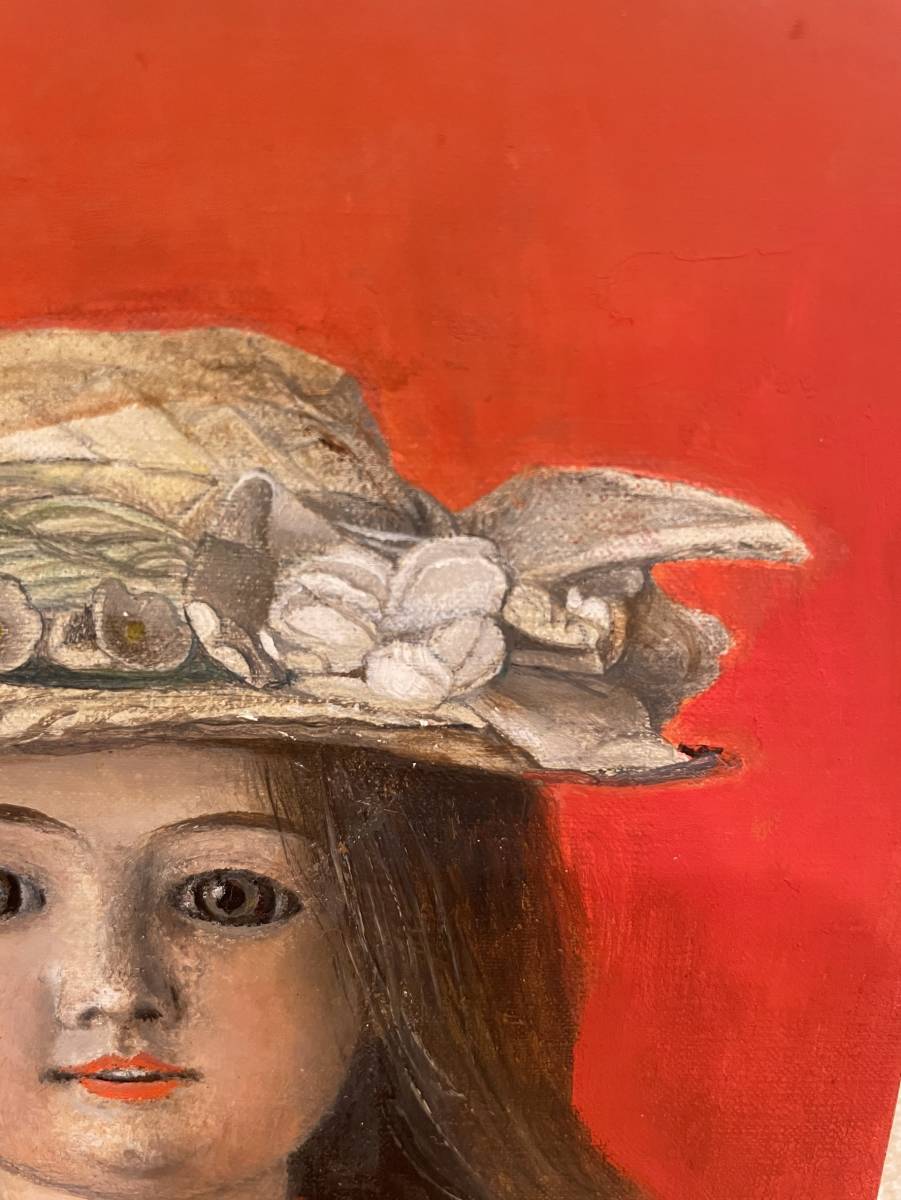 土井俊泰『フランス人形』油彩SM・サイン・裏書有り ※真作保証(静物画