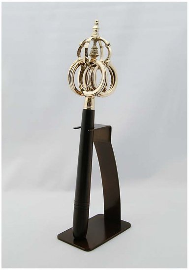 佐波理錫杖（鳴金） 12環 黒檀柄付き 大サイズ（全長32.4cm） 佐波理