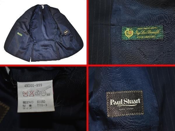 Paul Stuart × NIKKEI THE MAGAZINE MODELトロピカルストライプスーツ magazine掲載GLOBAL Nikkei 品格と快適性が融合したビジネス SUIT 極上シルク混生地ネイビー 極美品☆ポールスチュアート×ロロピアーナ社 0 MEN'S チェンジ
