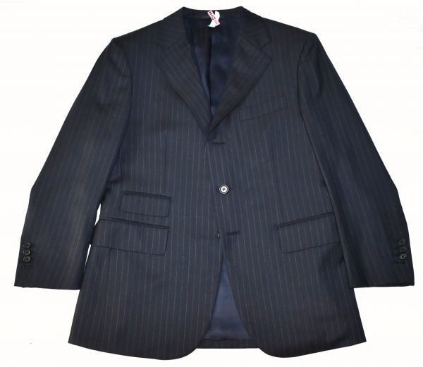 Paul Stuart × NIKKEI THE MAGAZINE MODELトロピカルストライプスーツ magazine掲載GLOBAL Nikkei 品格と快適性が融合したビジネス SUIT 極上シルク混生地ネイビー 極美品☆ポールスチュアート×ロロピアーナ社 0 MEN'S チェンジ