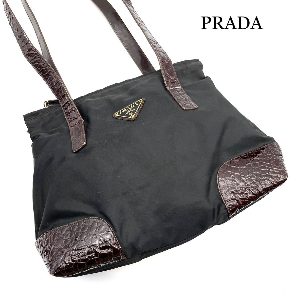 PRADA プラダ テスート ナイロン トートバッグ チェーンハンドル 