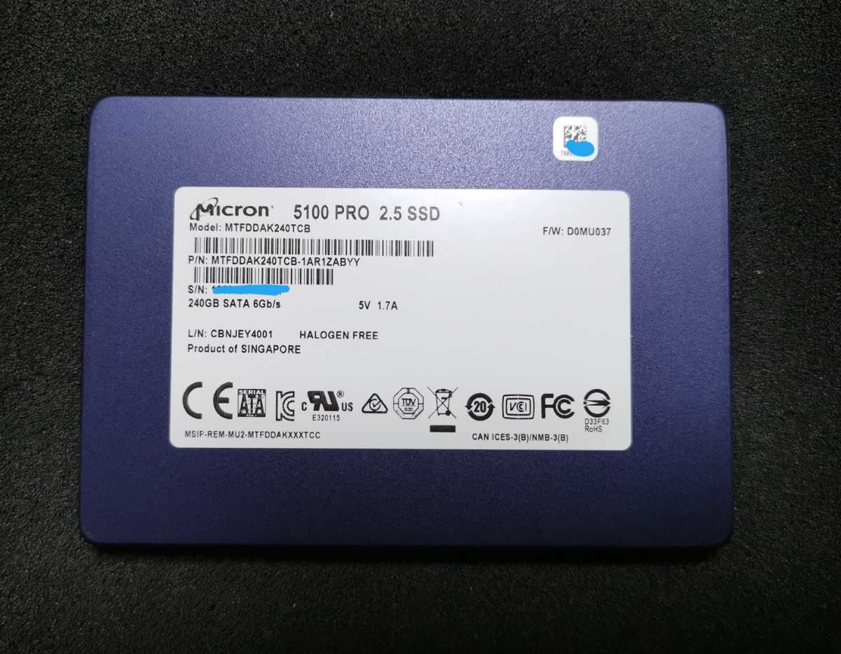 Micron HPE 5100 PRO 2.5 240GB SATA 6Gb SSD MTFDDAK240TCB 875652-001 870667-001 e