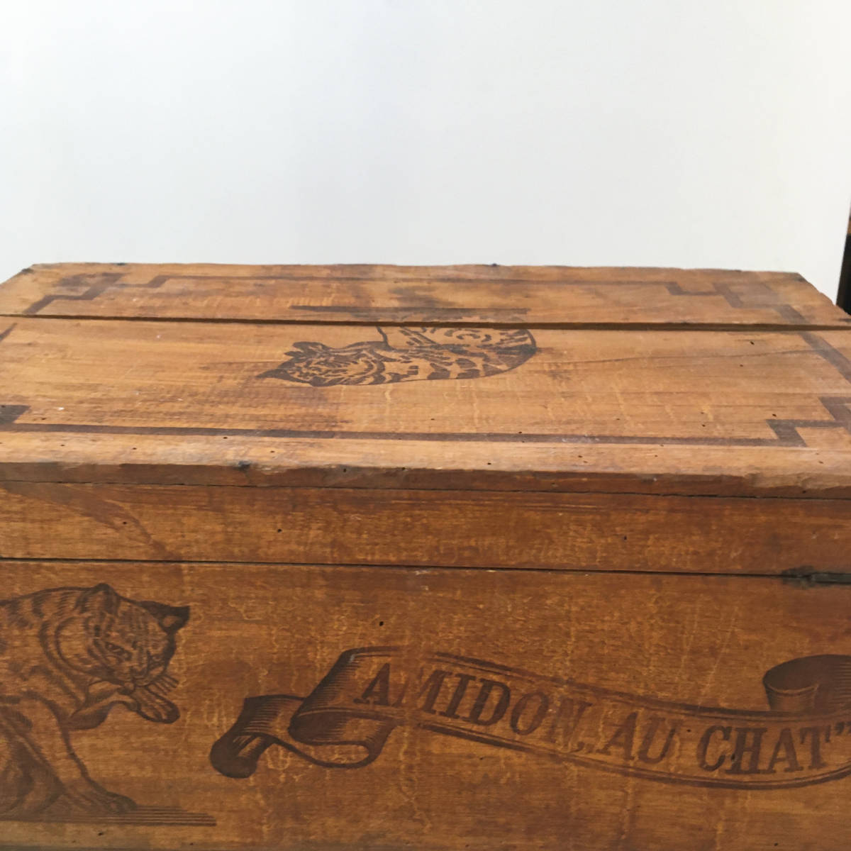 1900年前半 フランス アンティーク AMIDON LE CHAT 猫柄 木箱 