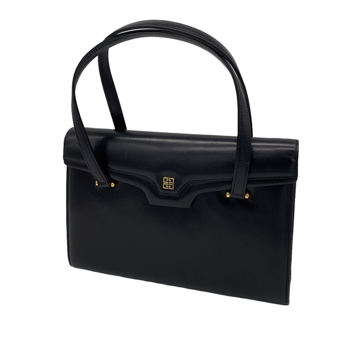 1円スタート】ジバンシー GIVENCHY 黒 ハンドバッグ メタルロゴ 【公式 