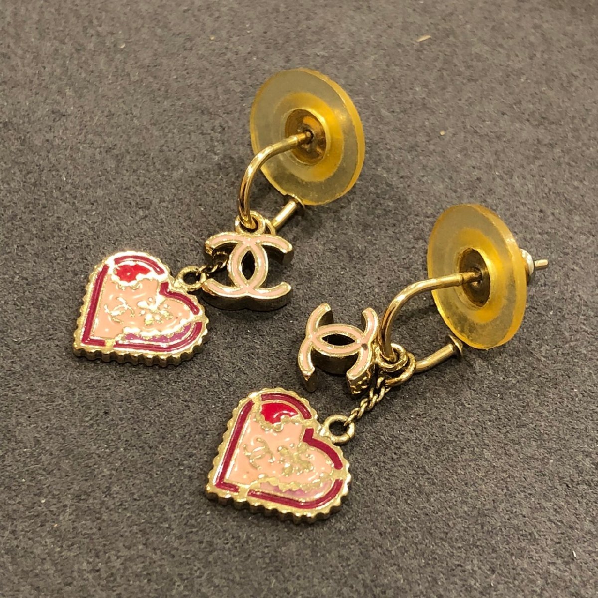 CHANEL ハート ココマーク ピアス レッド CHANEL シャネル ハートロゴ