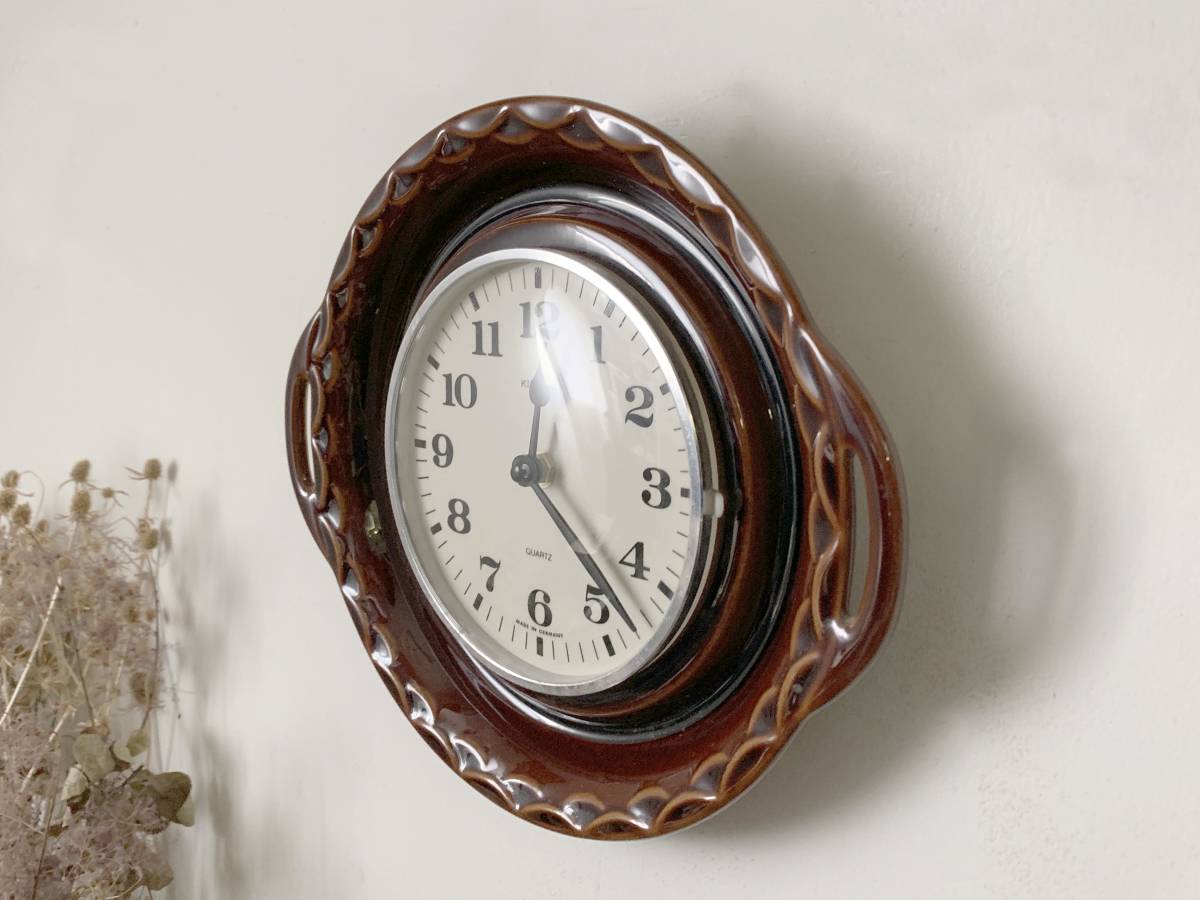 ドイツ 1920-50s Kienzle キンツレー 陶器 壁掛け ガラスドーム 時計 