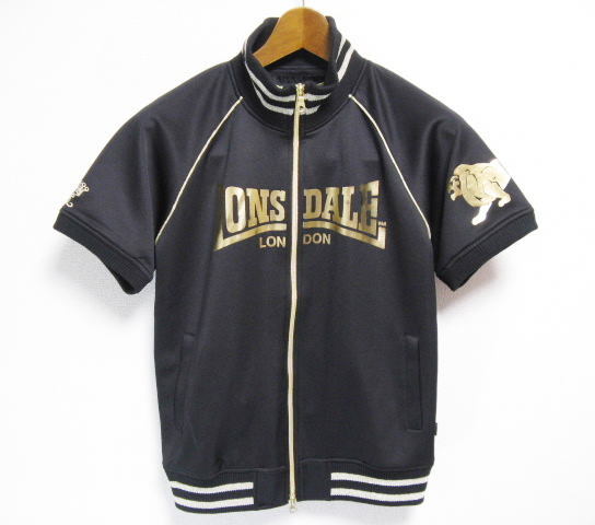 LONSDALE ロンズデール 半袖ジャケット Mサイズ 黒 ジャージ トラック 