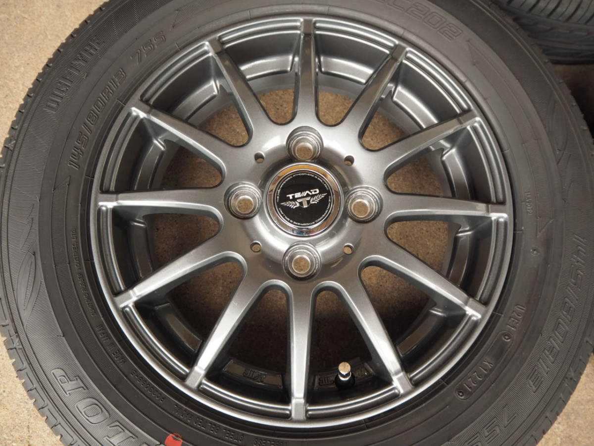 L45 送料無料 weds 4Jx13 +45 PCD100 4穴 145/80R13 4本9分