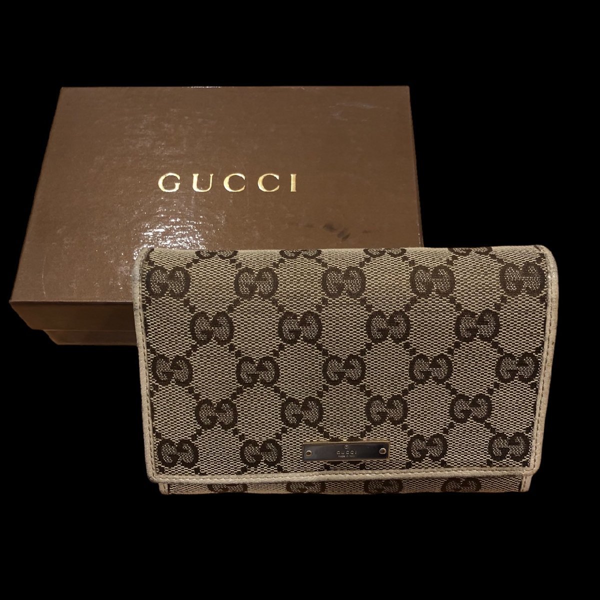GUCCI グッチ GG柄 レザー 二つ折り 二つ折り財布 キャンバス 財布 GG 