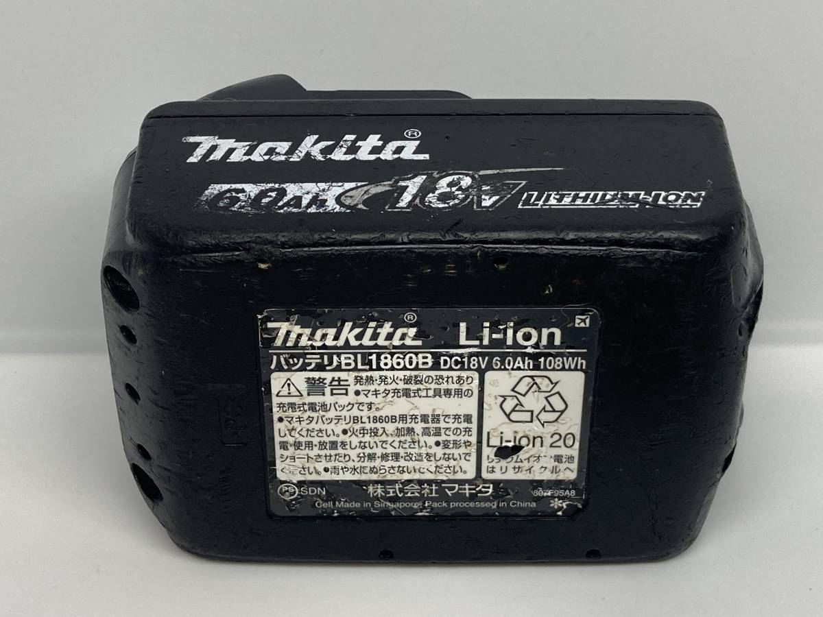 【送料0】純正！マキタ バッテリー 18v 6.0Ah【BL1860B】残量表示あり　税無　 Makita 　/4808 マキタ バッテリー 6.0Ah 純正充電器対応4個セット インパクトドライバー 充電工具セットからのバラし品です。カ