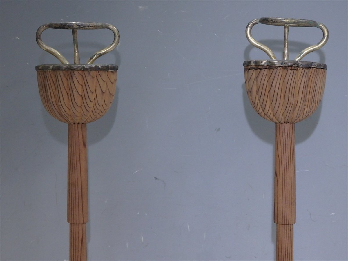 ☆京都 丸平 雛人形細工司【菊灯 一対 共箱】台の直径16cm 高さ50cm