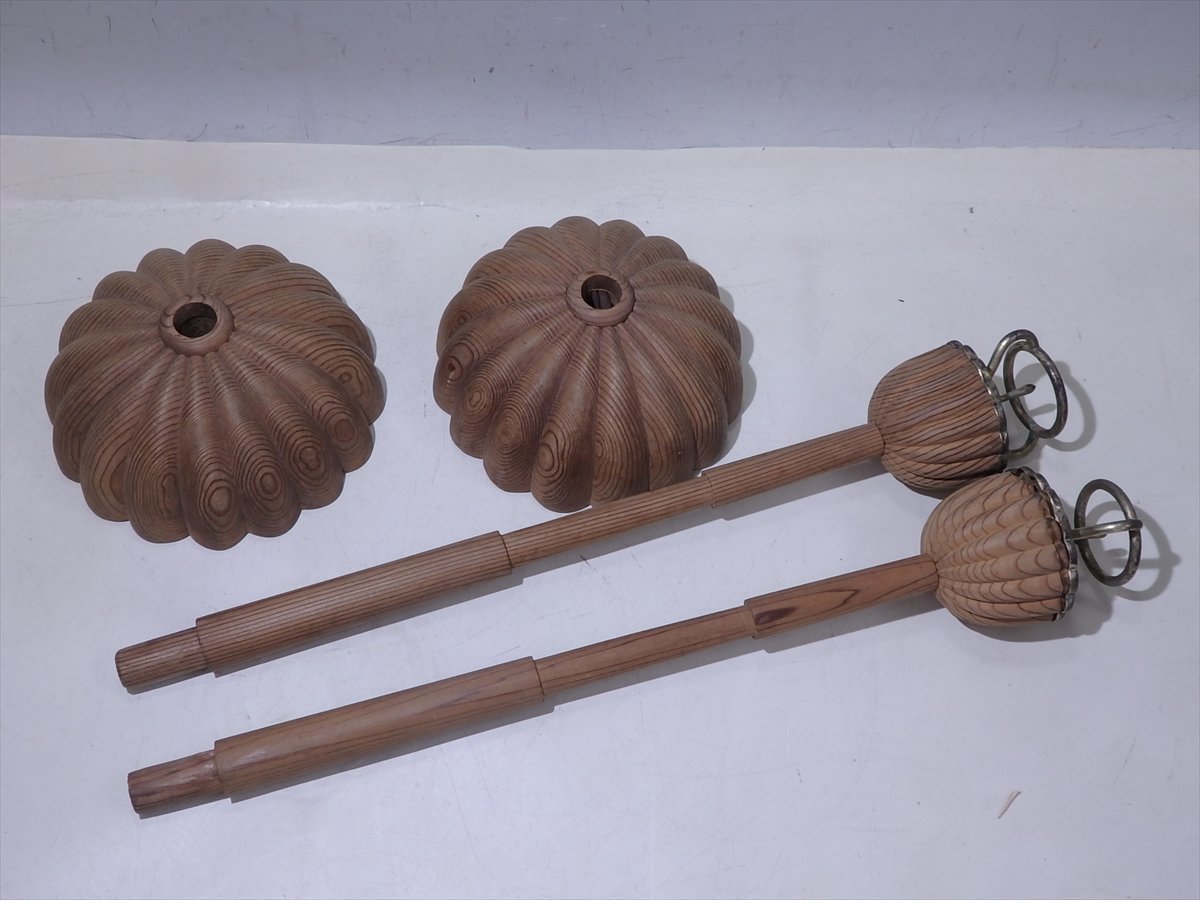 ☆京都 丸平 雛人形細工司【菊灯 一対 共箱】台の直径16cm 高さ50cm