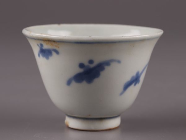 中国古玩 唐物 煎茶道具 明代 大明成化年製 款 染付 青華 煎茶碗 十客