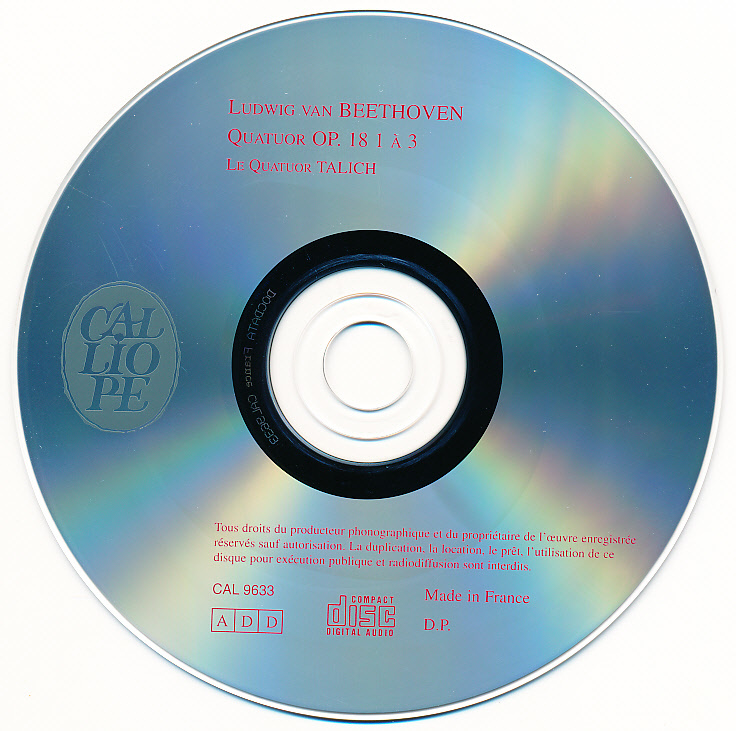 CALLIOPE　ベートーヴェン　弦楽四重奏曲全集　ターリヒ四重奏団　7CD