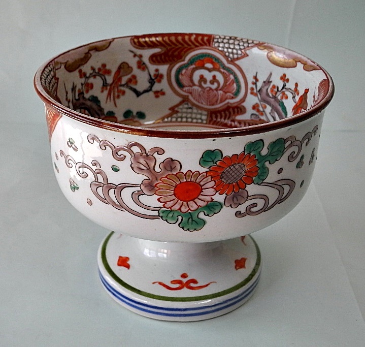 新品，定番人気】 伊万里焼 色絵梅菊花鳥文盃洗