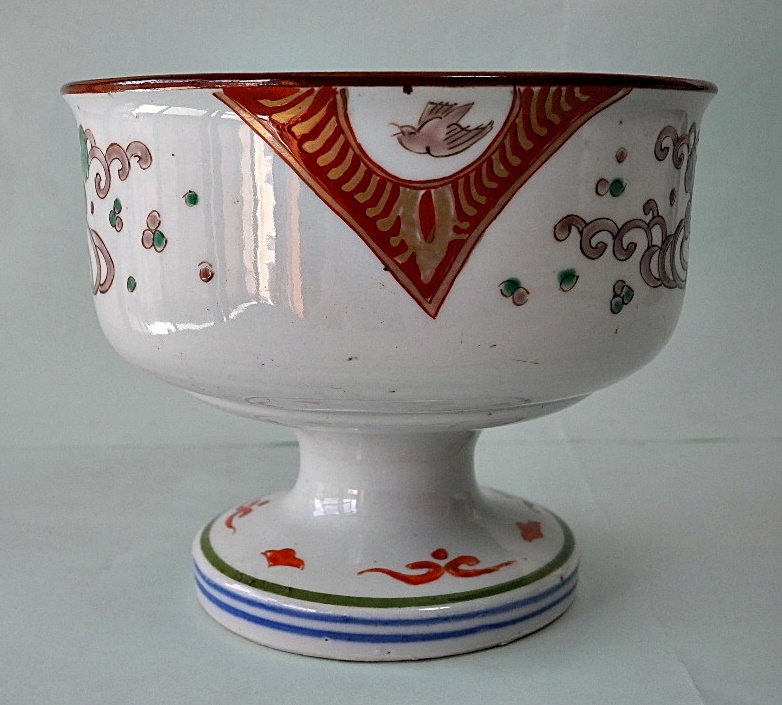 新品，定番人気】 伊万里焼 色絵梅菊花鳥文盃洗