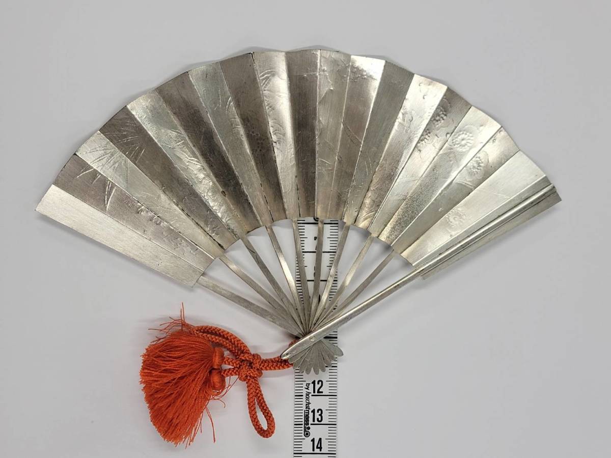 a*e様 光則作 純銀 扇 置物 金属工芸品 0424 a*e様 光則作 純銀 扇