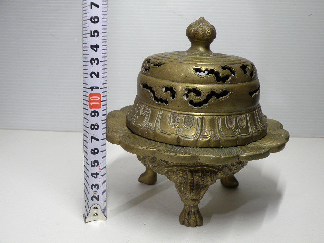 香炉古美術品古道具真鍮製 仏具 香炉 | 火舎香炉 仏教美術 真鍮製 銅製 真鍮 中国美術 1客