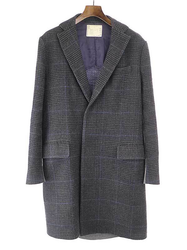 sacai サカイ 12AW グレンチェック切替チェスターコート