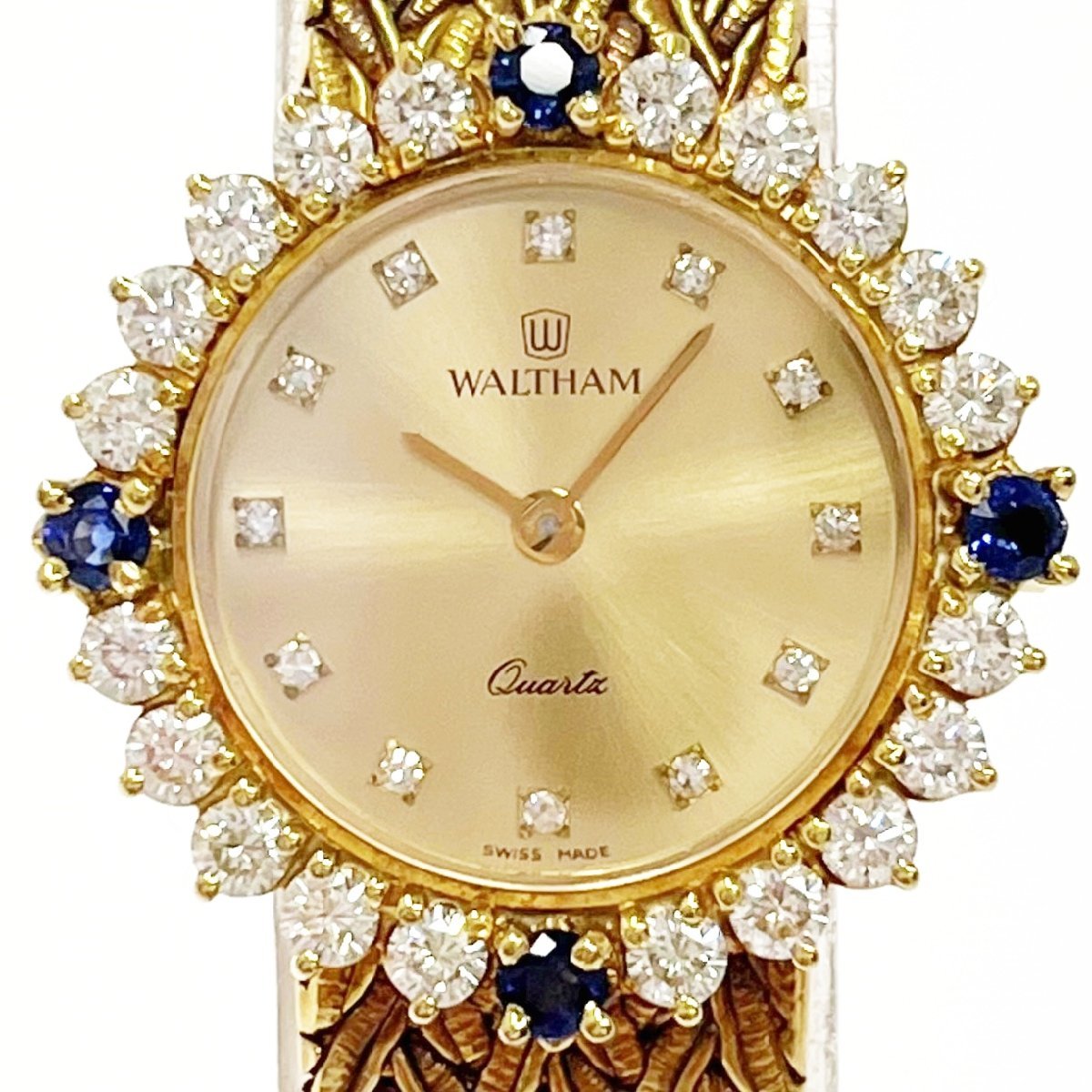 1円スタート】【極美品・電池切れ】 WALTHAM ウォルサム YG ダイヤ 