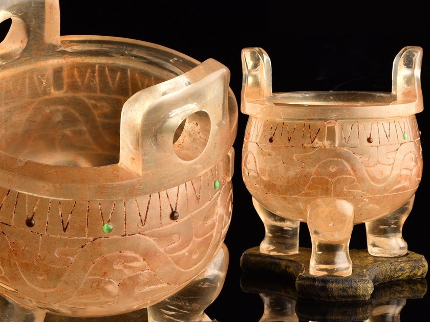 中国 古銅青銅 饕餮文 三足大香炉 在銘 D R5234B