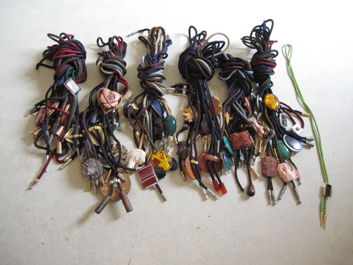 ループタイ】まとめて 61本セット / 天然石 珊瑚 べっ甲 真珠 アイヌ  