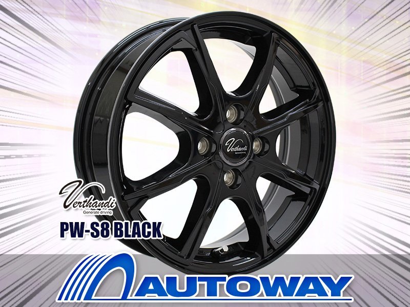 Verthandi PW-S8 100x4 14x4.5 +45 METALLIC 4枚セット オートウェイ - GRAY 4本セット 0 14x5.5 BK&frasl;POLISH ホイールセット AUTOWAY