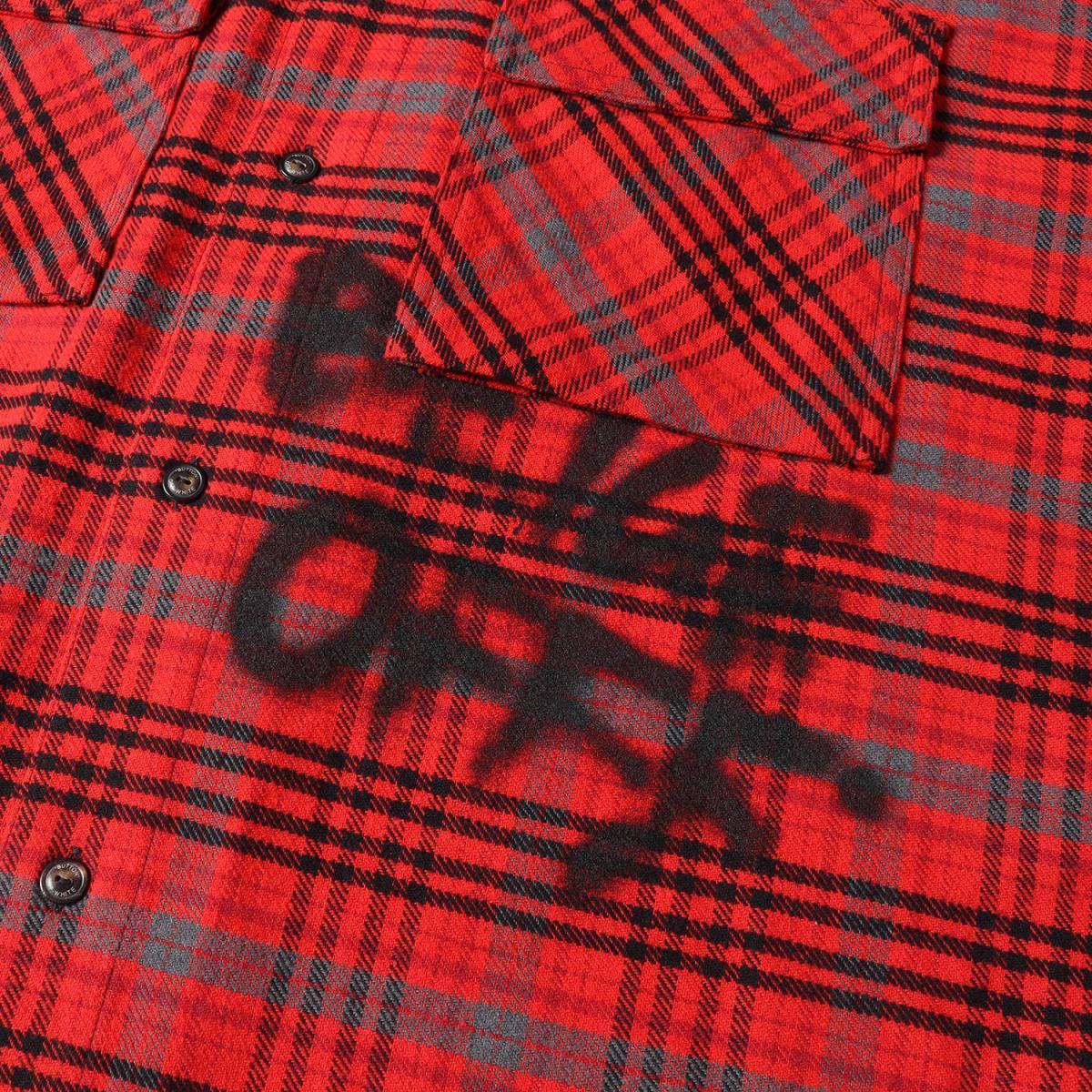 美品 OFF-WHITE オフホワイト スプレーロゴ オーバーサイズ チェック 