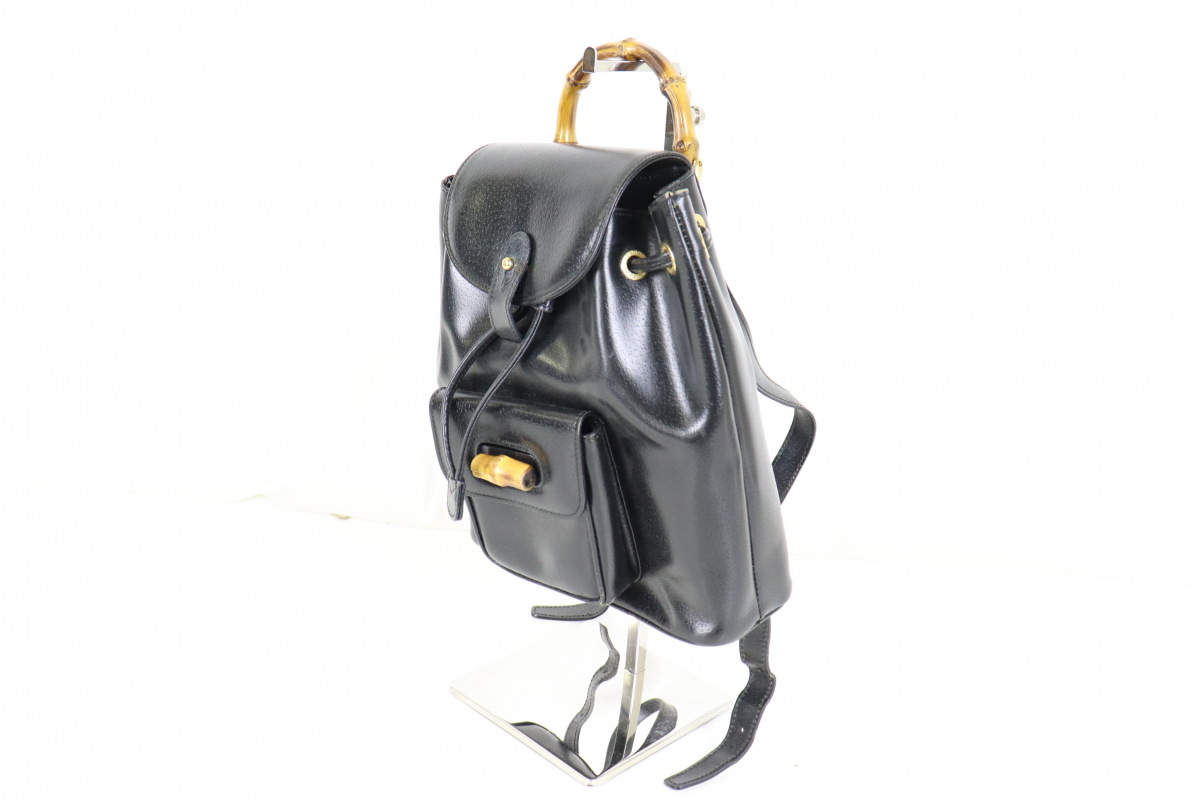 GUCCI グッチ バンブー ミニ リュック デイパック ブラック レザー 003 