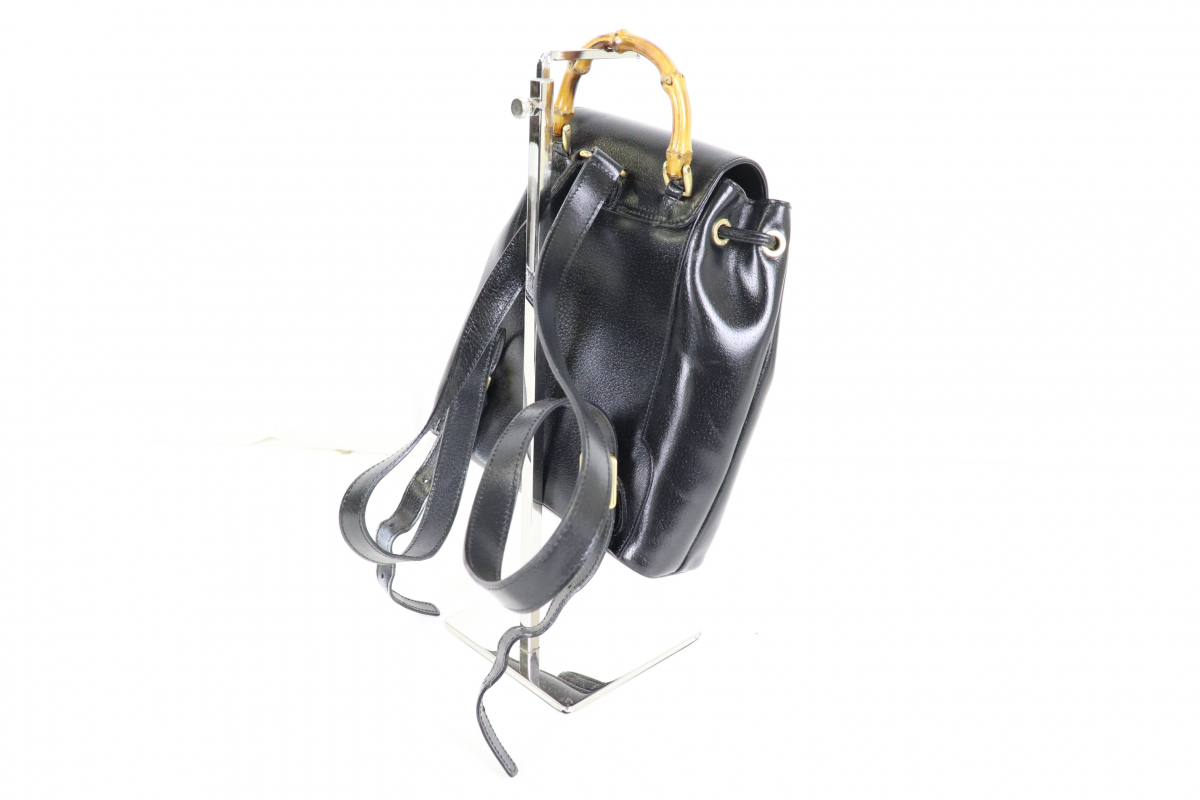 GUCCI グッチ バンブー ミニ リュック デイパック ブラック レザー 003 
