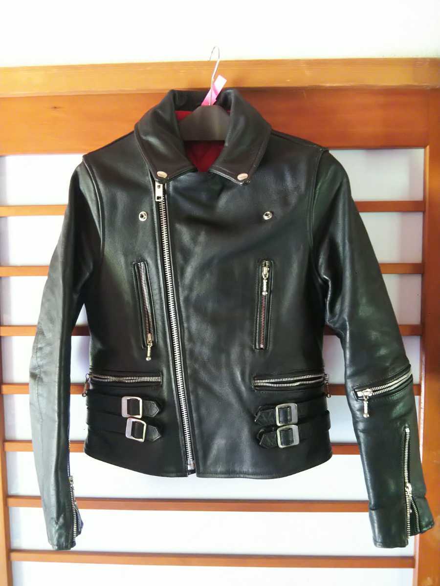 0 ダブルライダースジャケット タイトフィット LJM-1L バックサイドベルト ITEMS｜ブラックマーケット｜名古屋の革ジャン取扱専門店｜Lewis UKライダース ライトニングモデル サイドベルト型 34