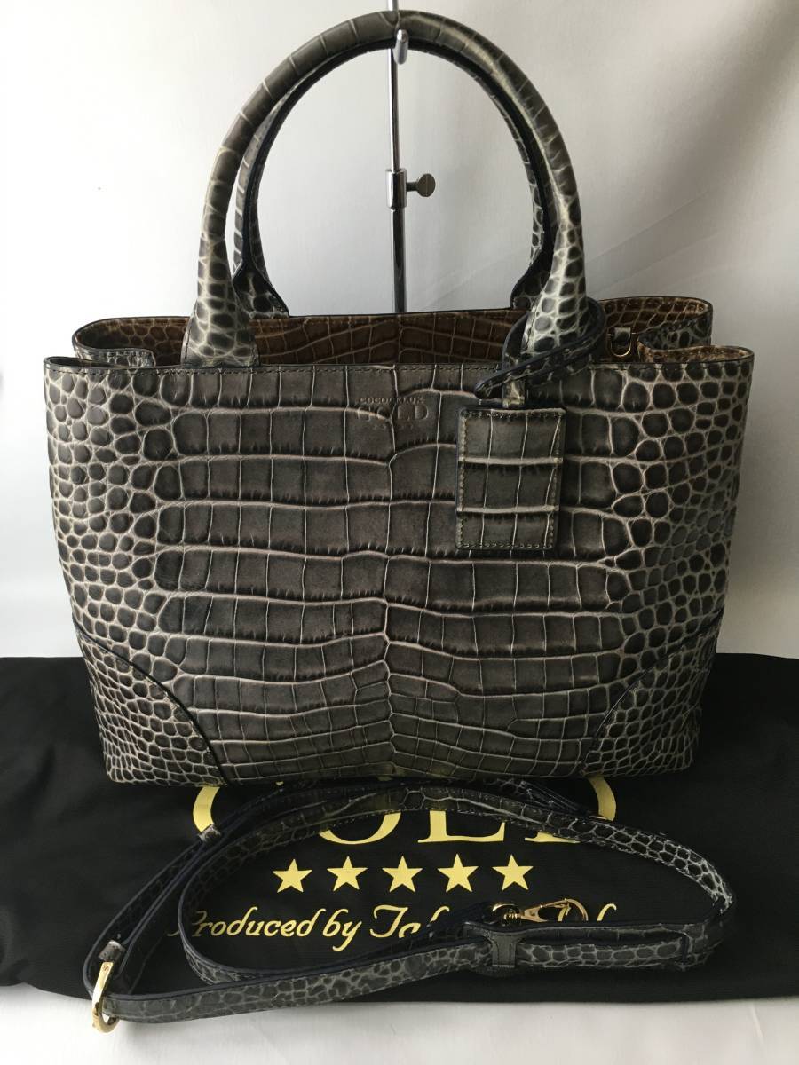 美品 COCOCELUX GOLD ココセリュックスゴールド レザー トート バッグ