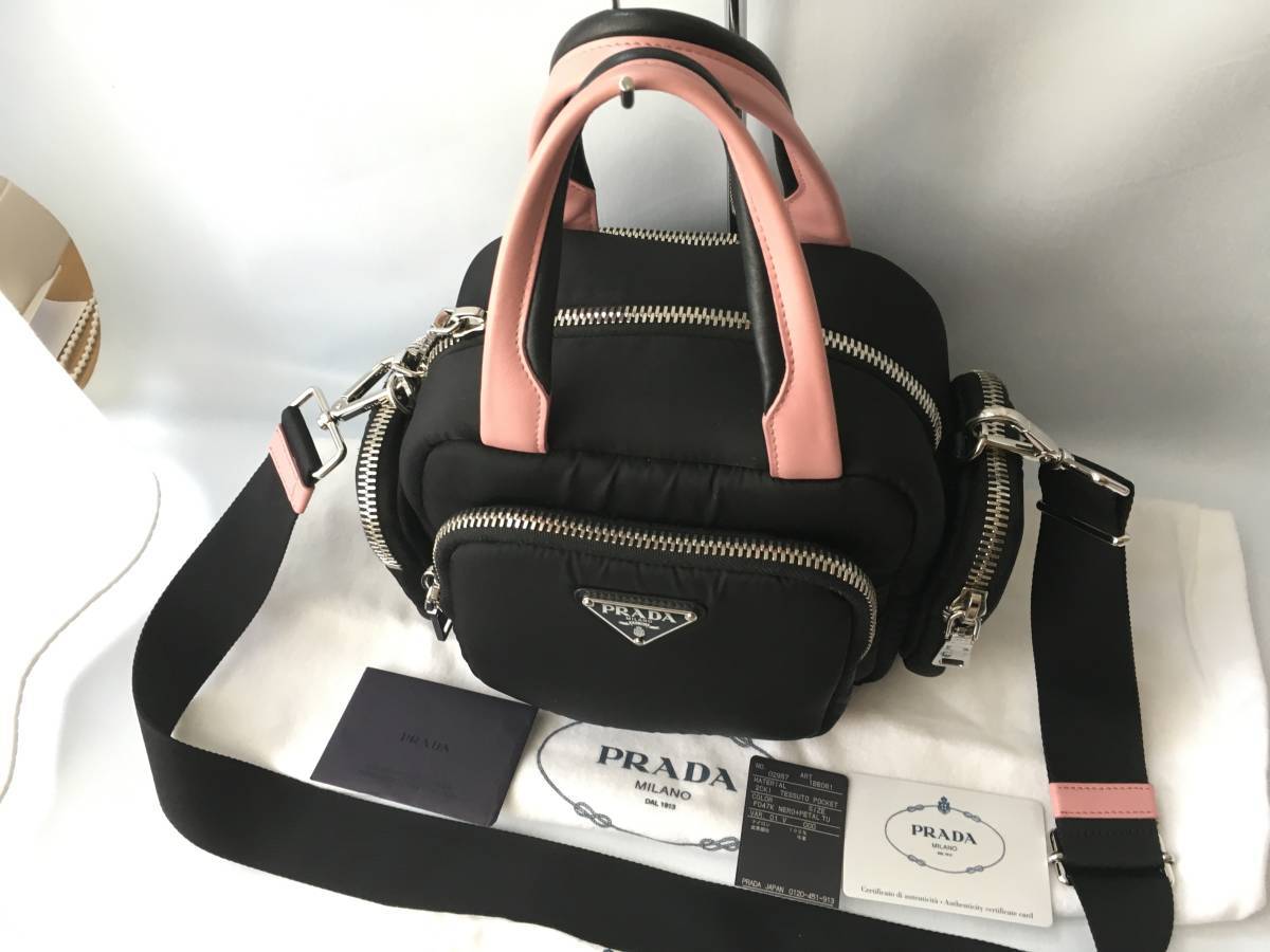 極美品 PRADA プラダ 2way ハンドバッグ ショルダーバッグ ナイロン 