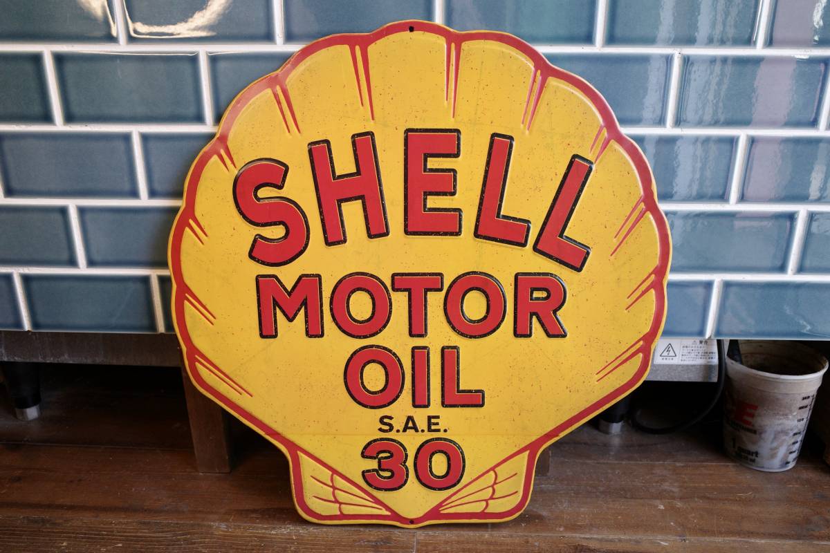 ブリキ看板 SHELL レトロ MOTOR シェル OIL メタル アメリカン 