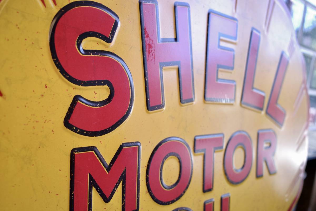 ブリキ看板 SHELL レトロ MOTOR シェル OIL メタル アメリカン 