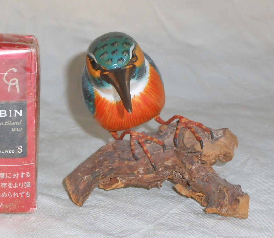 カワセミ 鳥 置物 : 木製 オブジェ 彫刻 - 木彫り • 小鳥 置物の通販
