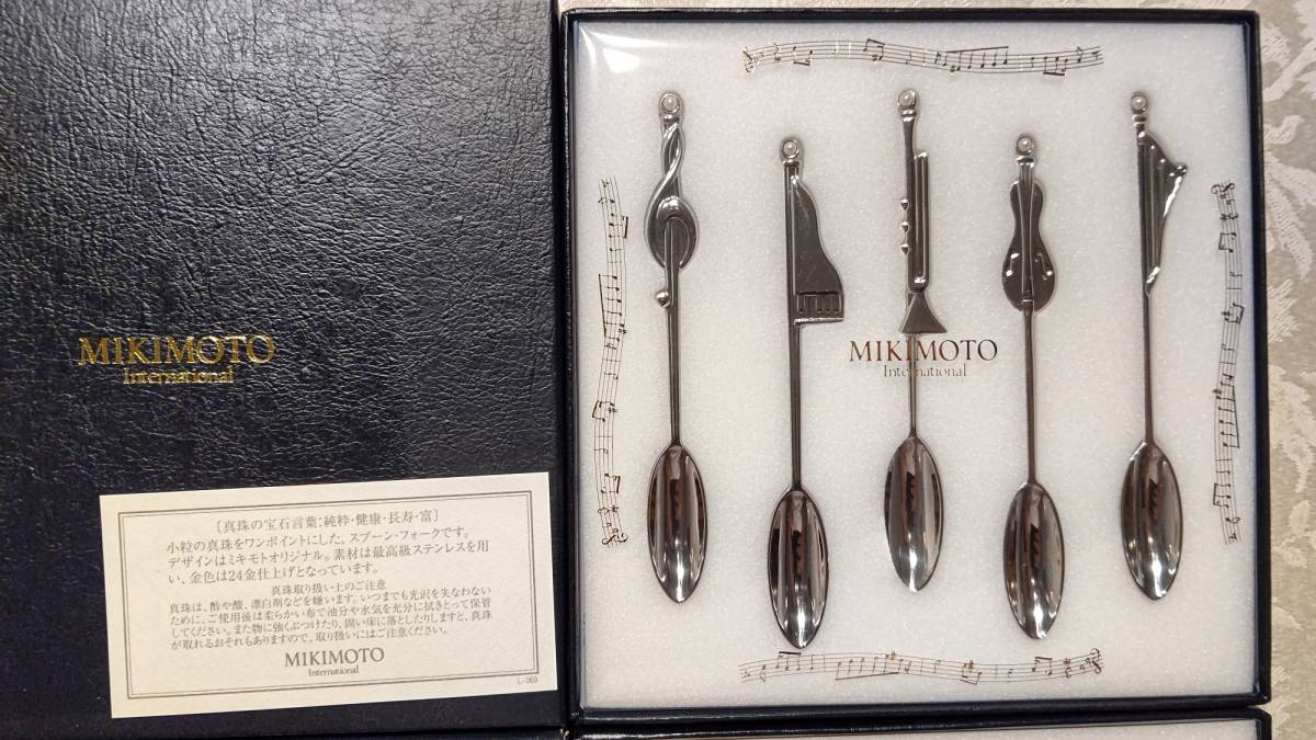 MIKIMOTO スプーン フォーク 真珠付き 24金仕上げ 2点セット ミキモト